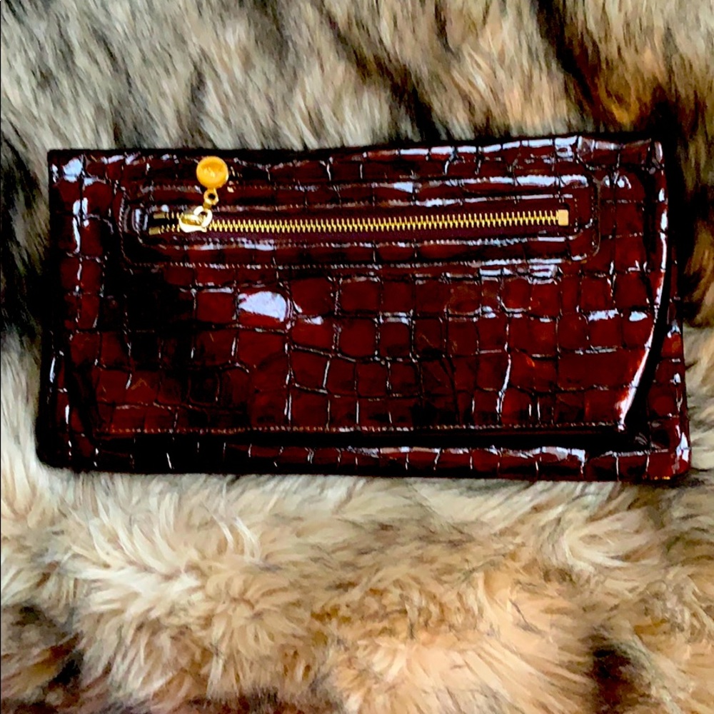 Abas Brown Crocodile Clutch